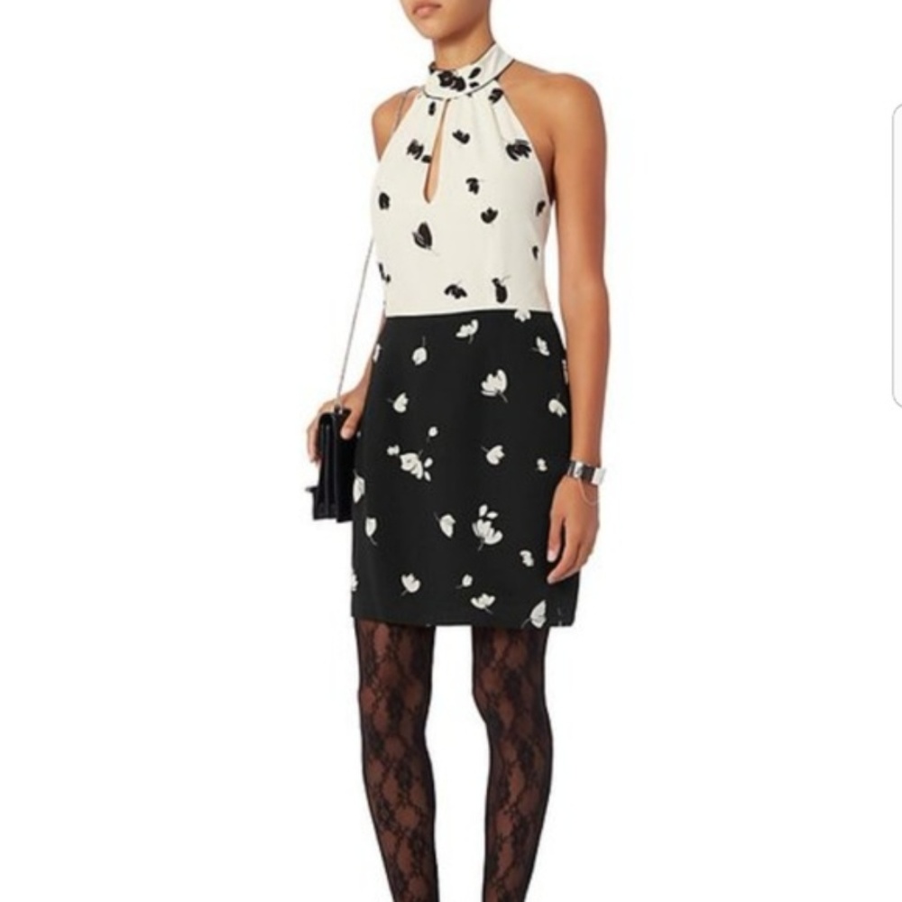 Intermix Grace Black White Floral Silk Mini Dress